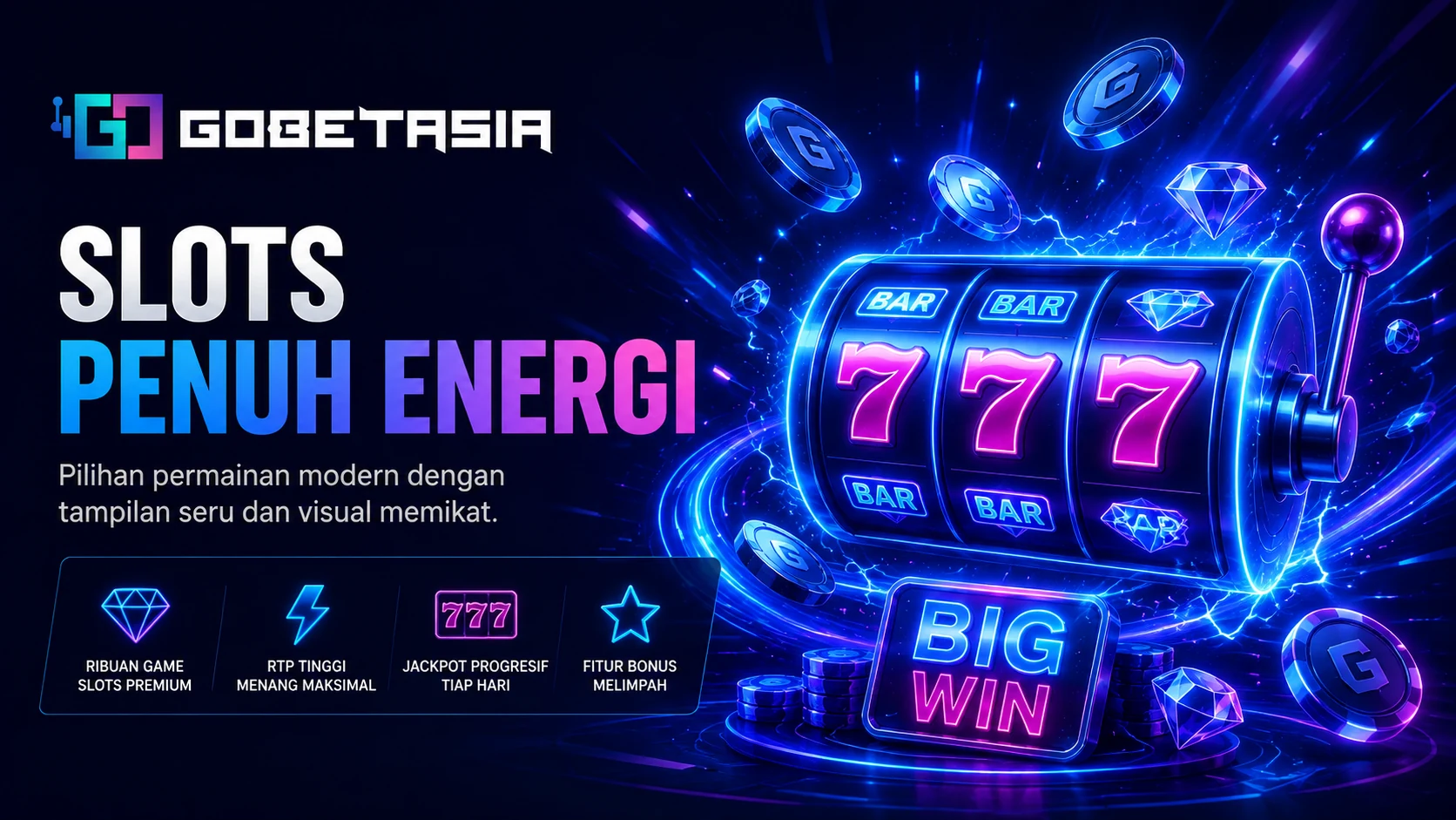 Banner Slots GOBETASIA dengan mesin slot neon